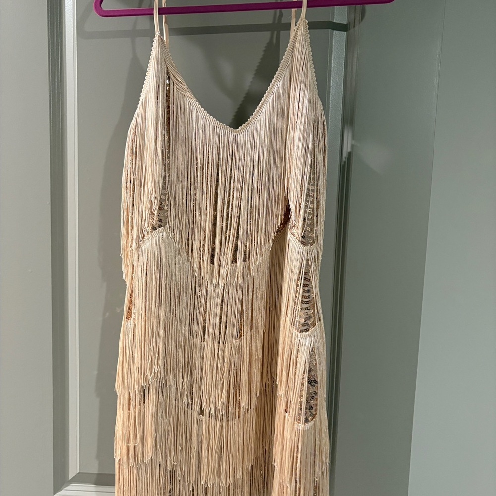 Lulu's Cream Fringe Dress